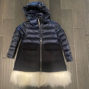 Moncler coat with hood & fur trim